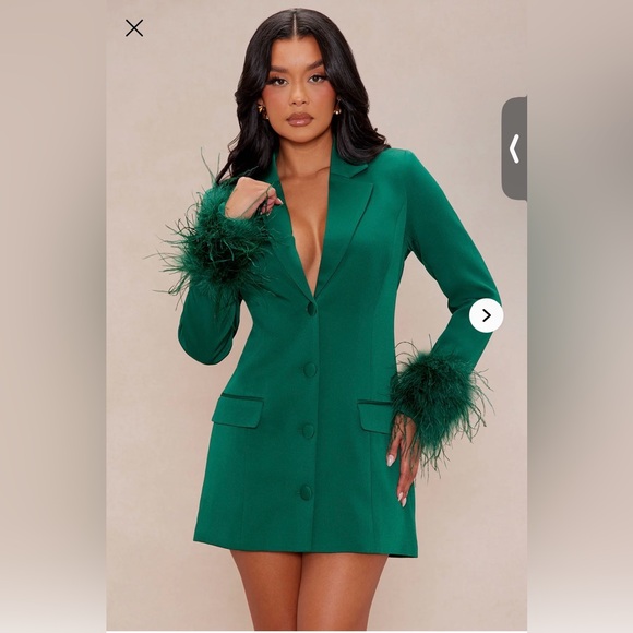 Fashion Nova Dresses & Skirts - Hunter green feather dress